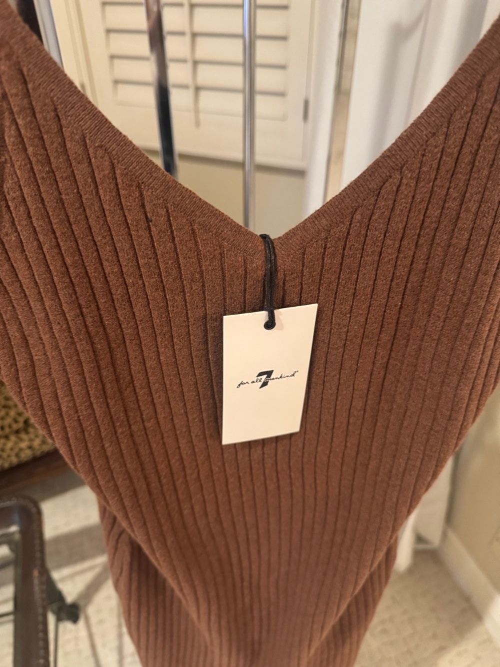 7 For All Mankind Brown Ribbed Mini Dress - Picture 3 of 3